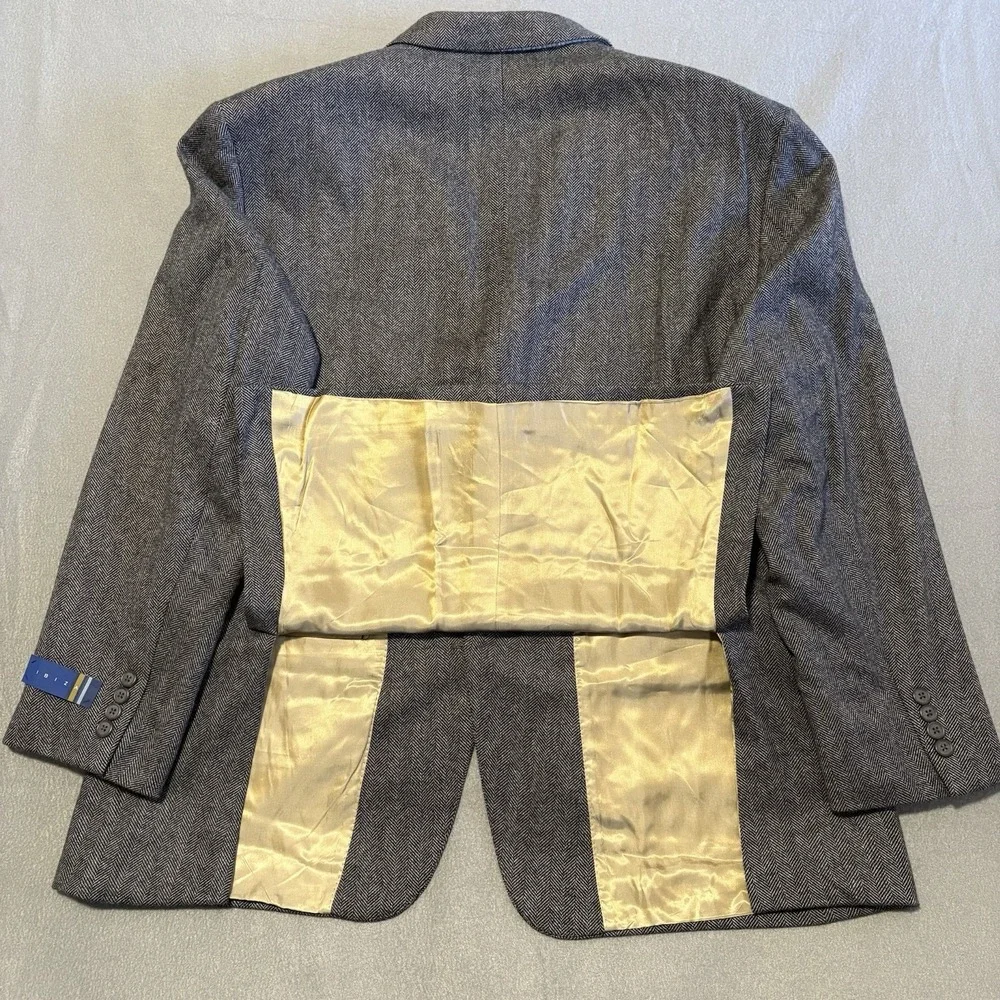100% Cashmere Blazer Mens 48R‎ Herringbone Suit Sport Coat Ibiza Mambo BRAND NEW